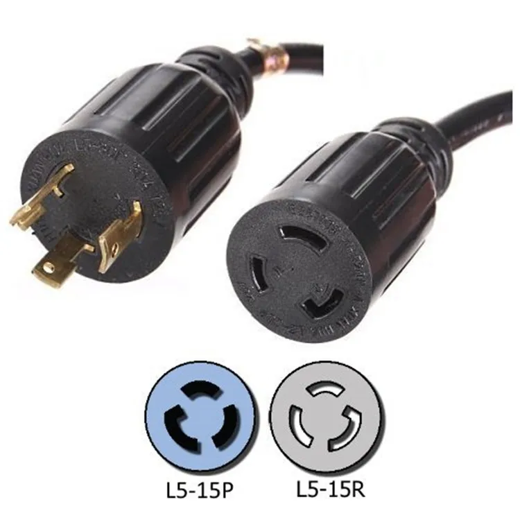 L5-15P plug to L5-15R connector Heavy Duty Locking Extension cord