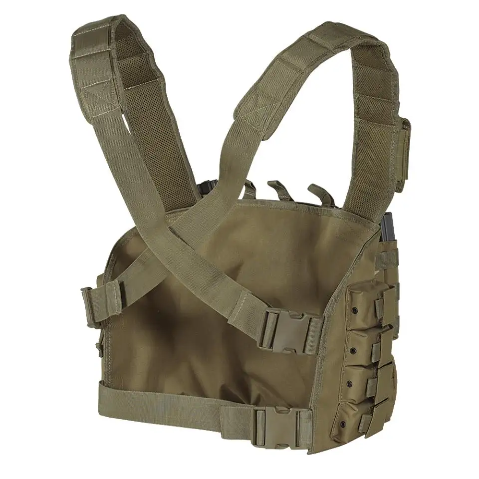 Tactical Adjustable  Chest Rig, Coyote Combat Vest,  Modular Assault  Chest Rig With Magazine Pouches