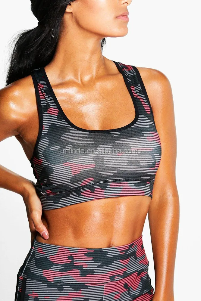 Camo Print Sports Crop Tops And Running Leggings Set Fashion Women Leggings And Tops