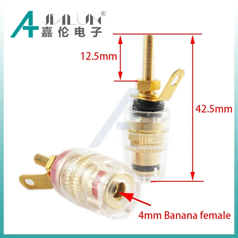 JIALUN Gold Plated Amplifier Speaker Binding Posts Oxidation Resistance Brass Terminal with Transparent Shell for Banana Plugs 4