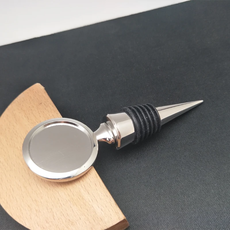 Custom Logo Round Shape 3D Blank Metal Vacuum Red Wine Bottle Stopper