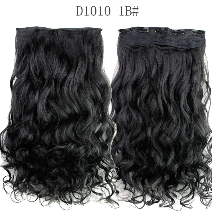 Aisi Hair Cheap 24 Inch Heat Resistant Synthetic Long Curly Wavy 5 Clip in Hair Extensions Long Wave Hairpieces for Women