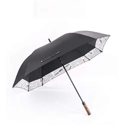 golf umbrella square wood handle custom logo newspaper print windproof 27 inch 30 inch automatic open straight umbrellas