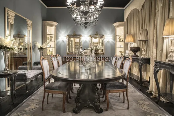 Elegant Design Hand Carved Oval Dinner Table With Chairs, Unique Design Dinning Table For Eight Castle Dinning Room Furniture