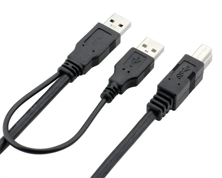 USB y cable 1 male 2 male usb 3.0 printer cables with power supply