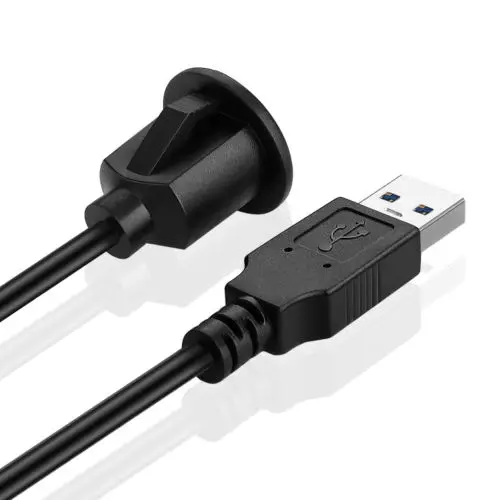 LBT USB 3.0 Flush Mount Cable w/Buckle- Dashboard Panel Dash Mount 1 Port USB Socket Plug Extension Wire Cord Waterproof Cable
