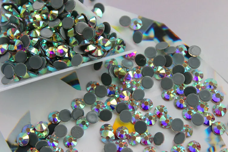 2058hf crystal AB ss10 Manufacturer top quality shiny crystal AB color hot fix rhinestones with strong glue back