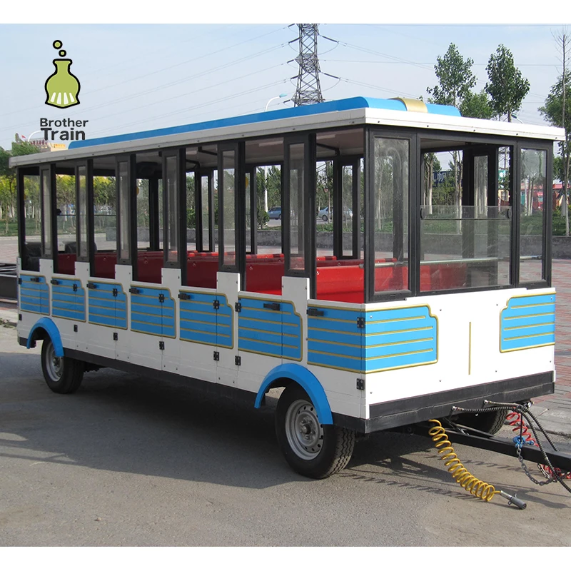 Half Closed FRP amusement park small electric trackless train locomotive