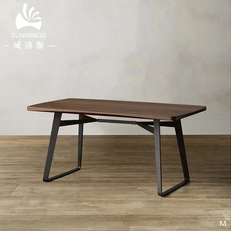 Modern dinner dining table and chairs 6  MDF solid wood table top with metal leg dining room furniture