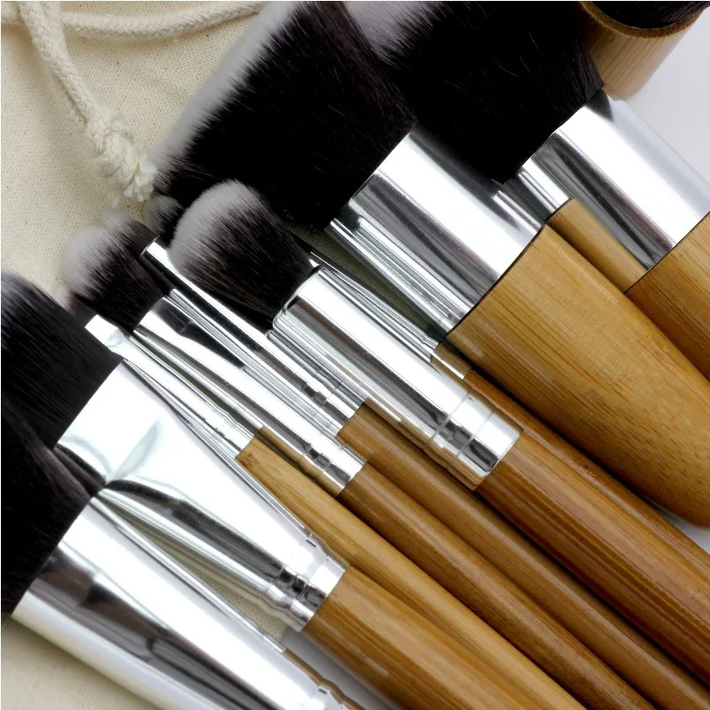 
Best Synthetic Smudge brushes Flat Brushes High quality bamboo makeup brush set 11pcs 