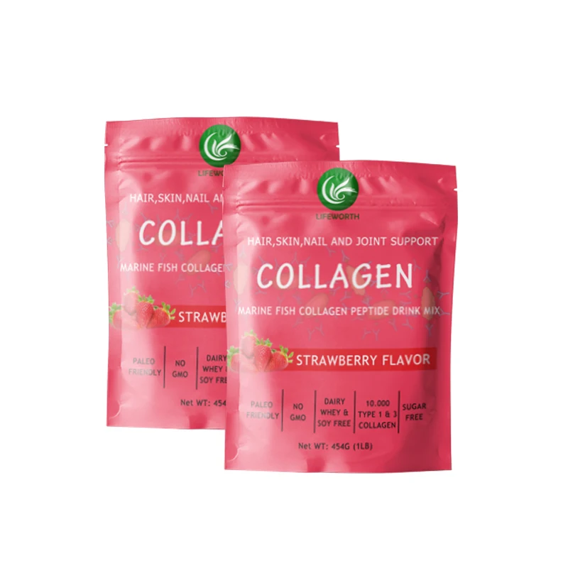 
Lifeworth strawberry flavour type 2 hydrolyzed fish collagen powder 
