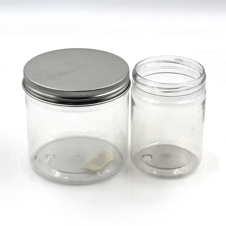 Широкий рот 8 унц. 500 мл ПЭТ ясно пищевого пластика jar с алюминиевой крышкой