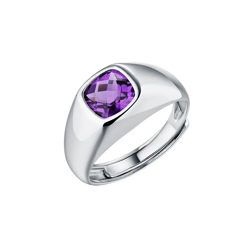 genuine gemstone  amethyst ring 925 sterling silver jewelry