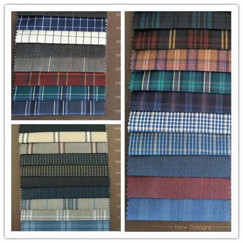 
Wholesale Fashion Plaid Wool Polyester Blend Suiting fabric stocklot 
