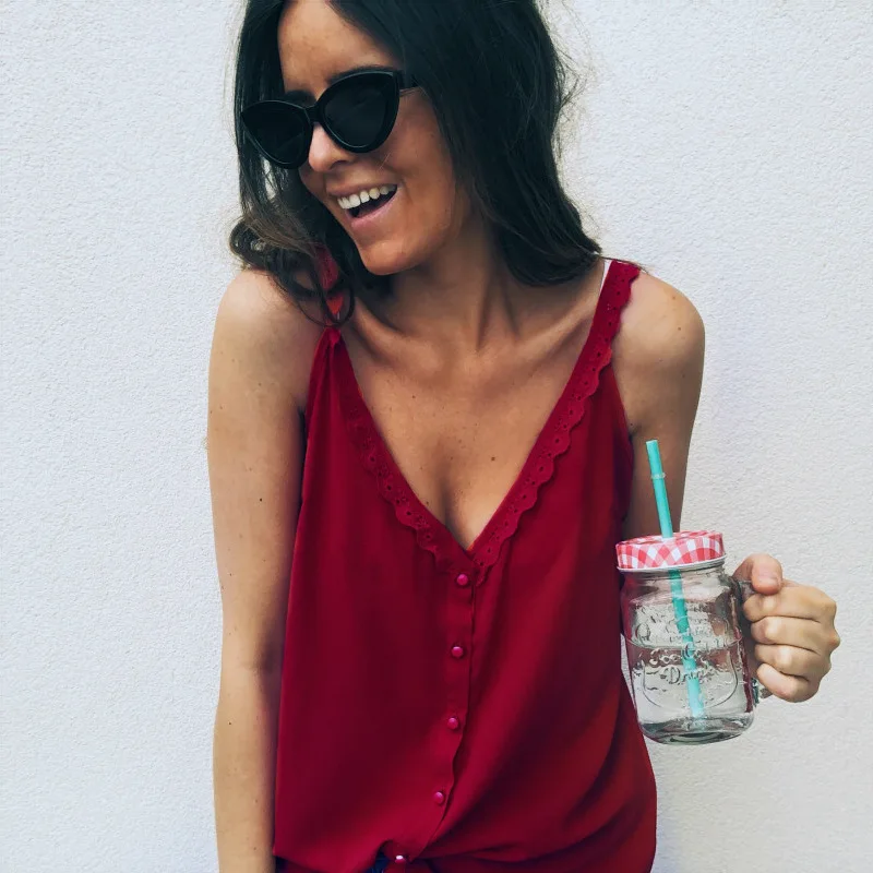 
Women Casual Loose Summer Top Lace Sleeveless Blouse Breathable Basic Vest loungewear Solid debardeur femme camisetas mujer 