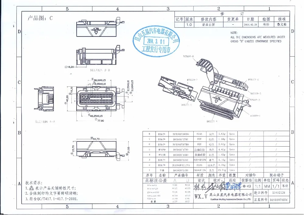 OEM/ODM Синий PA66-GF10 Водонепроницаемый Женский Разъем Автомобильной ЭКЮ Компонентов 15357144
