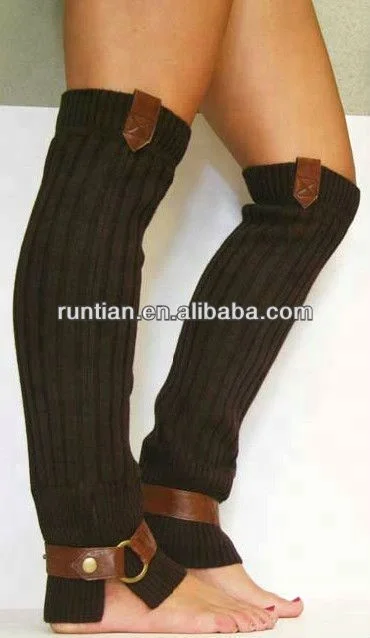 Hand knit acrylic mohair spandex leg warmers