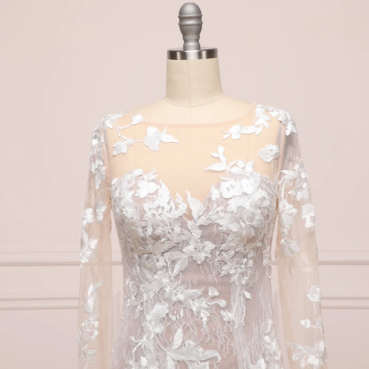 Роскошные кружевные свадебные платья-русалки цвета слоновой кости с длинным рукавом свадебные платья 2019