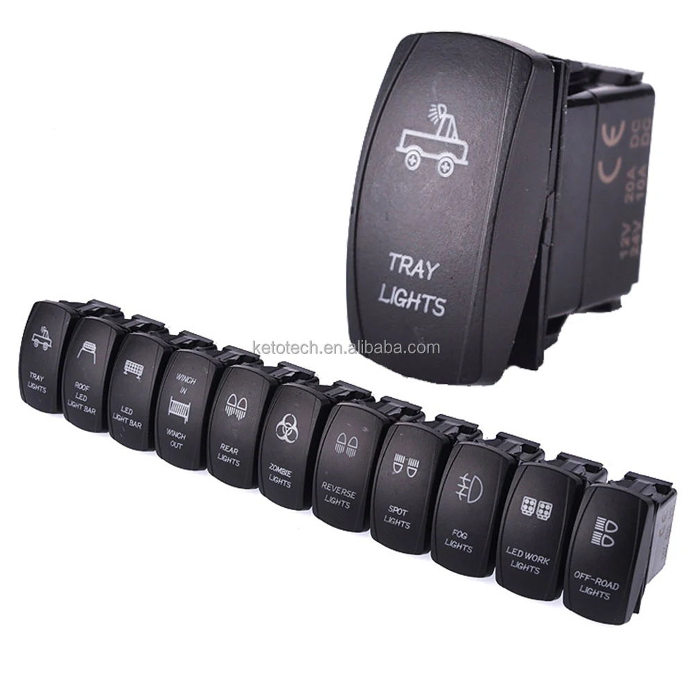 12V 24V Car boat laser on off Switch with Double Blue LED Light