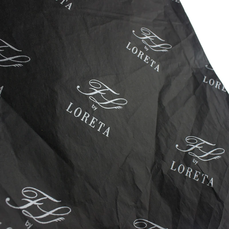 Packaging Tissue Paper Custom Logo Silver Printing Distinctive Black Wrapping Tissue Paper For Clothing Packaging