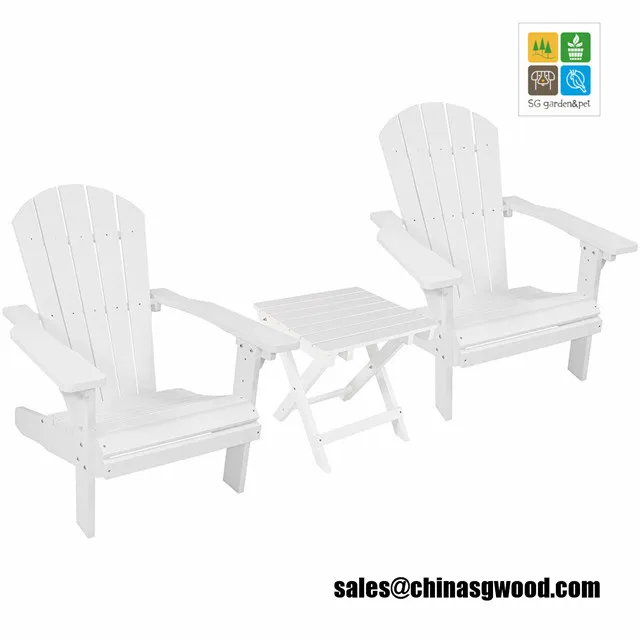 Wood Weather Adirondack Beach Chair Set of 2 with Folding Side Table, Salmon
