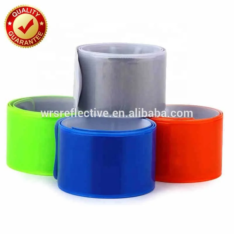 
promotion products high visibility pvc fleece backing reflective slap wrist strap bracelet reflex wrap reflector band for sale <span style=