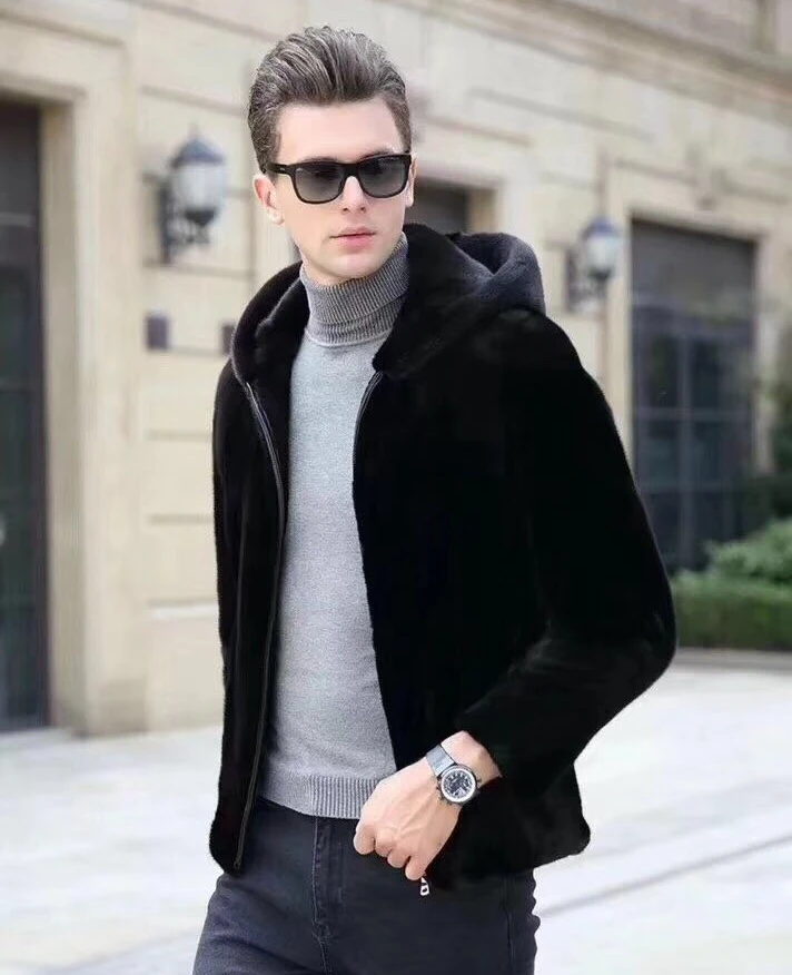 YR1133 Denmark Import Top Quality Mink Fur Jacket for Men