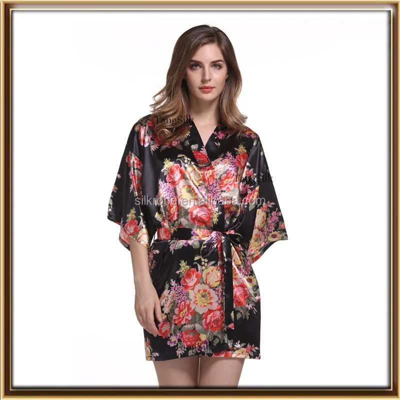 Super soft thicker Satin flower sleepwear bridesmaid robe