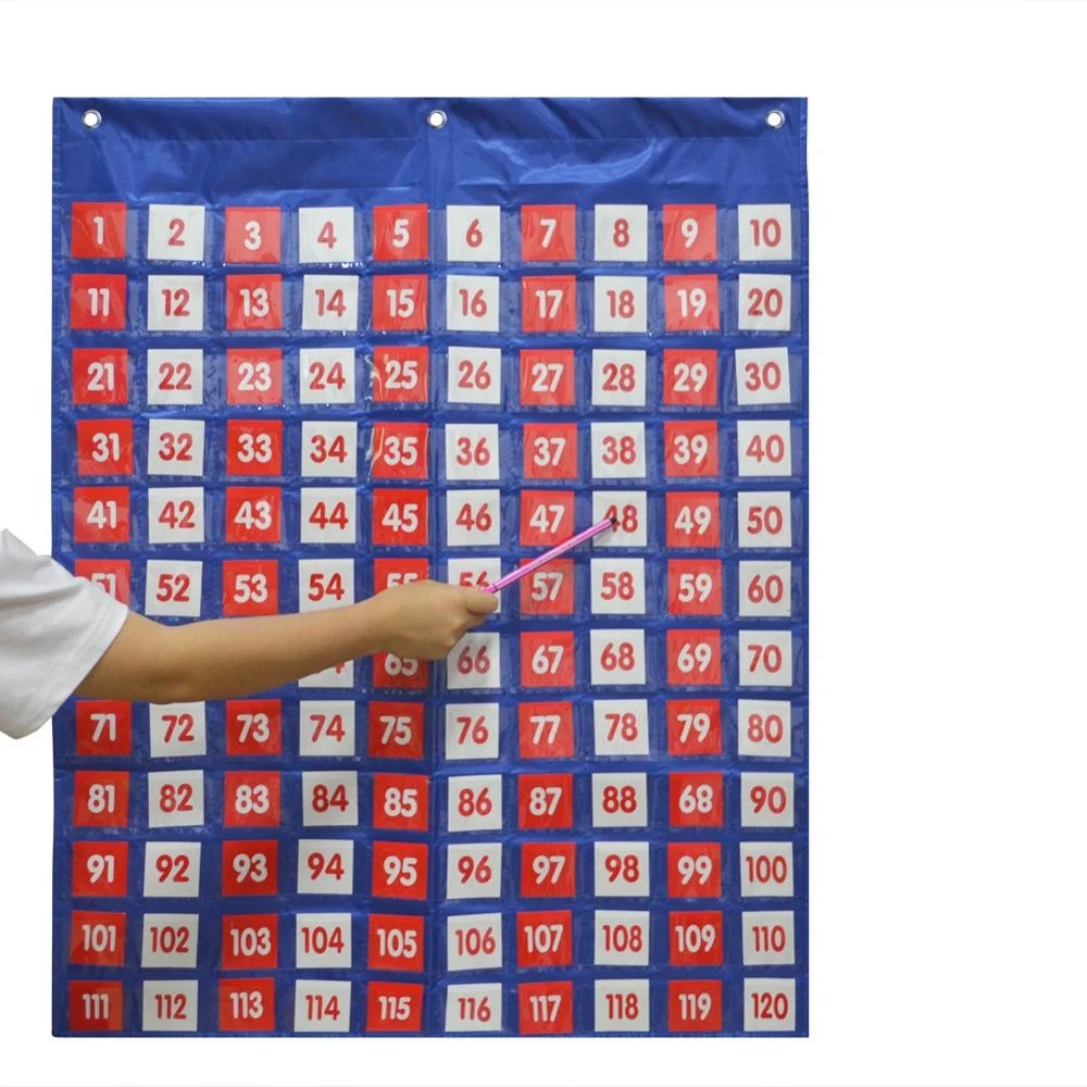 count teaching educational a hundred and twenty pocket chart with 120pcs cards