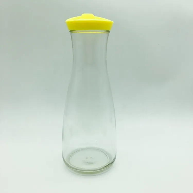 1 L 1000ml  Bpa Free Fruit Juice Preserving Wide Mouth Glass Bottles Plastic Screw Lids