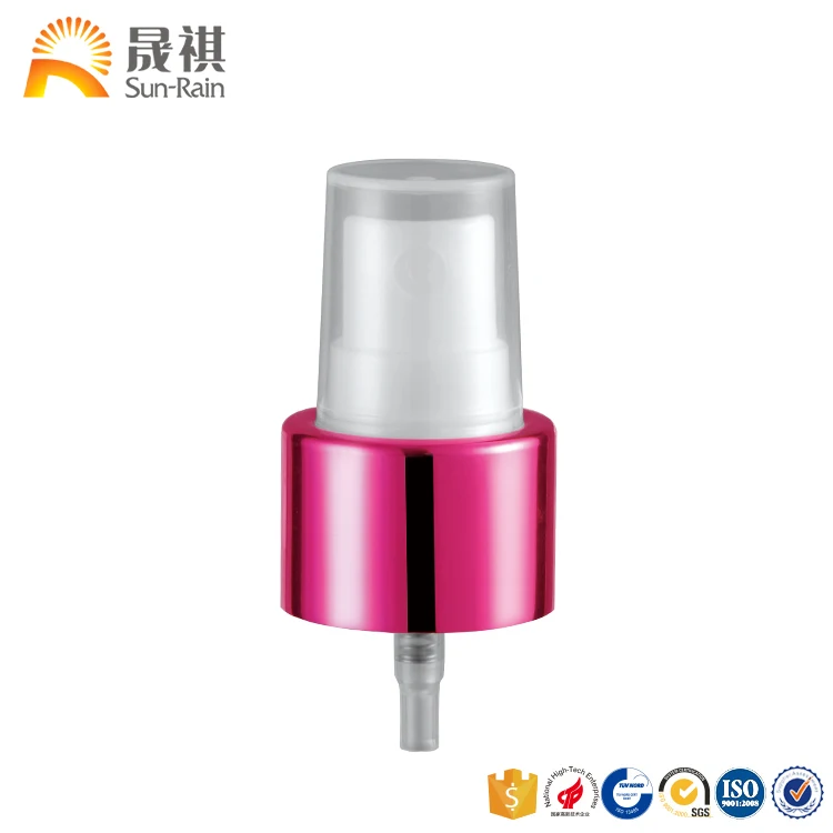 Professional free sample colorful cosmetic plastic and aluminum fine mist sprayer 20/410