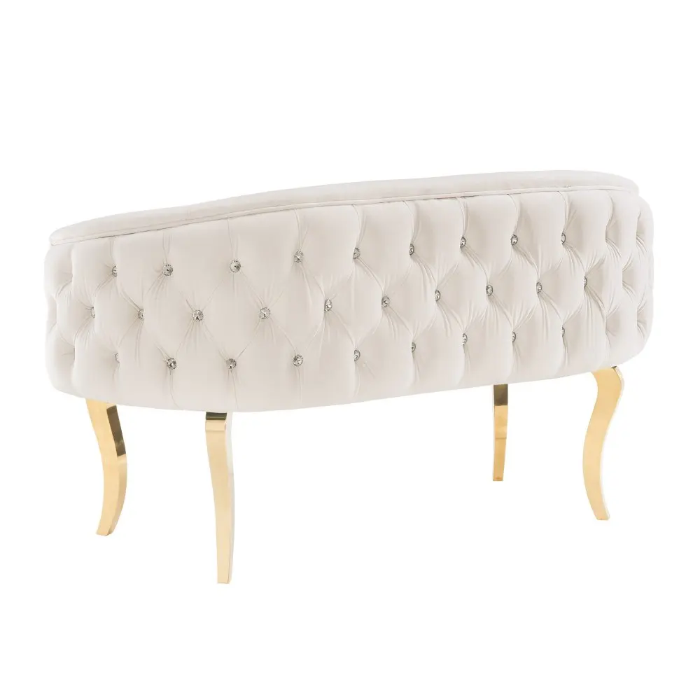 Hotel Lobby Modern Stainless Steel Gold Legs Velvet Lounger Sofa