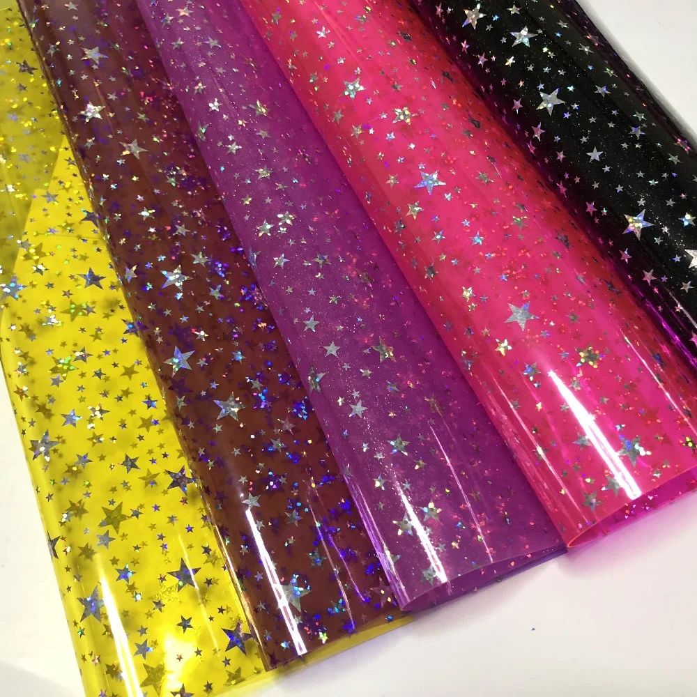 
factory wholesale price star transparent pvc film for making pen bags and notebook cover 