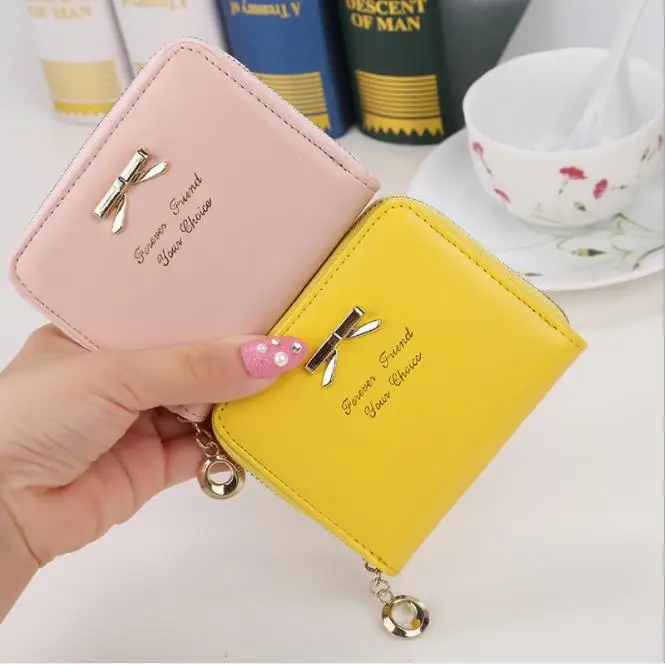 New Fashion Design Women Coin Case Cute Hot Wallet Bifold Short Mini Zipper Around Purse PU Leather Good Quality Coin  Wallet
