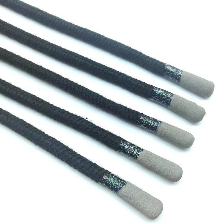 Custom silicone dipped  ends round cotton drawstring cord hoodie cords wholesale