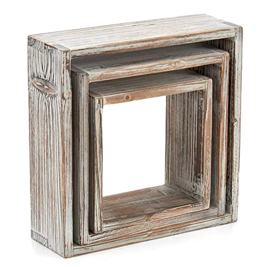 Заводская дешевая деревянная плавающая настенная квадратная кубическая полка-Органайзер