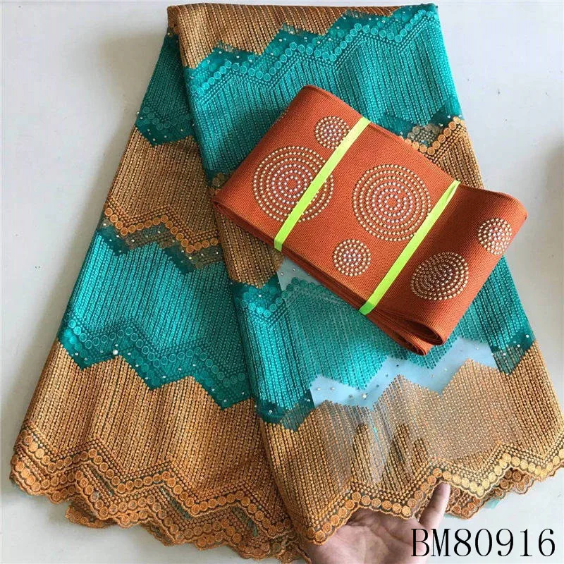 
BM80916 New African Lace Fabric with aso oke a sset Fabrics High Quality French Tulle Lace Fabric For Wedding Lace 