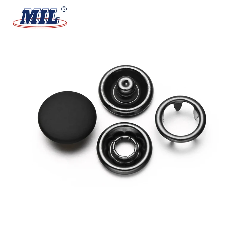 Custom 13L Black Enamel Cap Brass Metal Ring Prong Snap Button Fastener