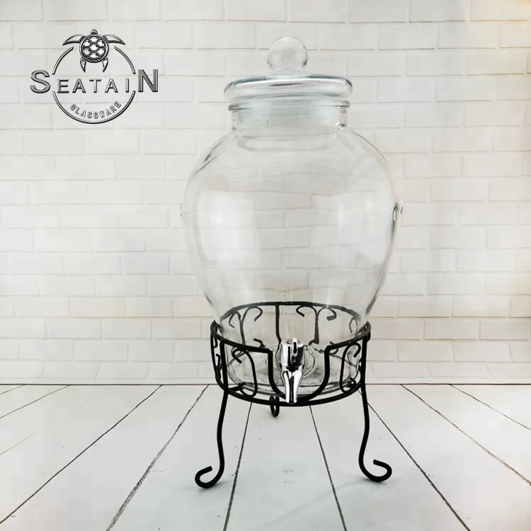 Large new design mason jar glass beverage dispenser with tap