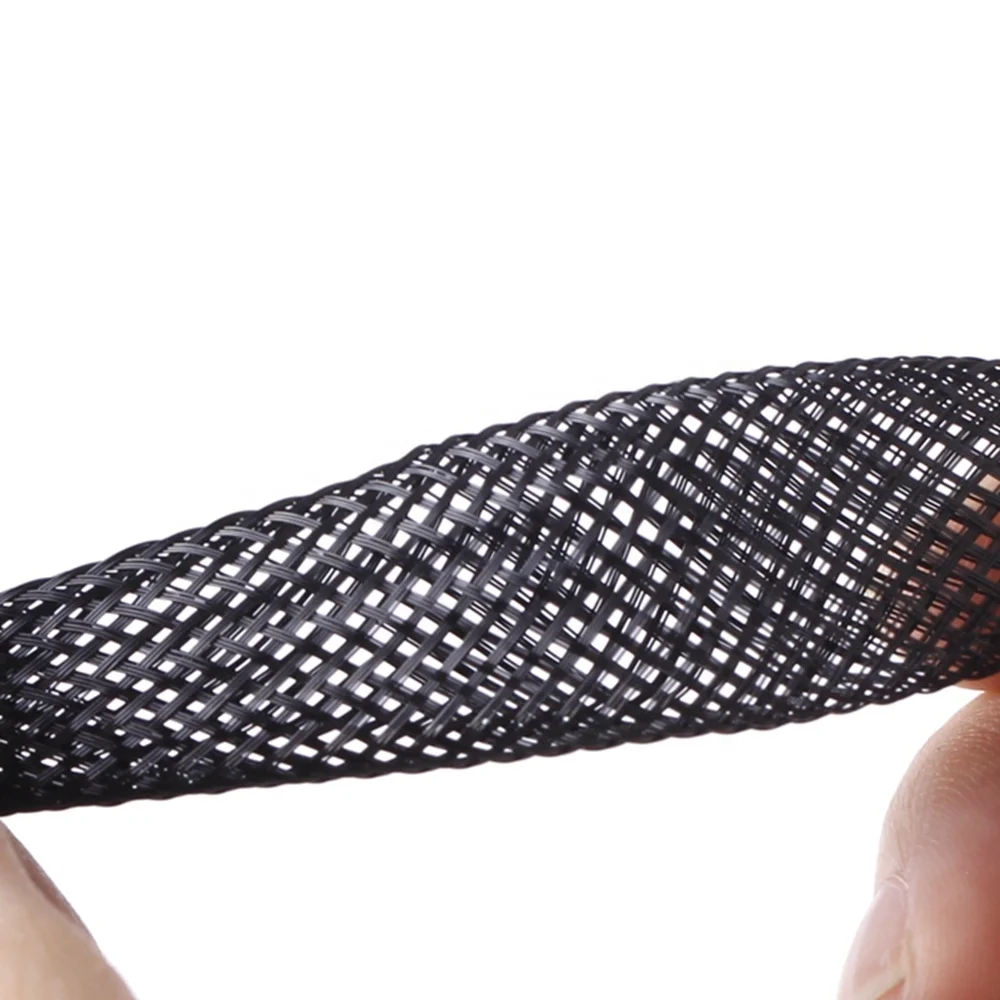 8MM PET Black Electric Braided Sleeves fabric cable sleeving