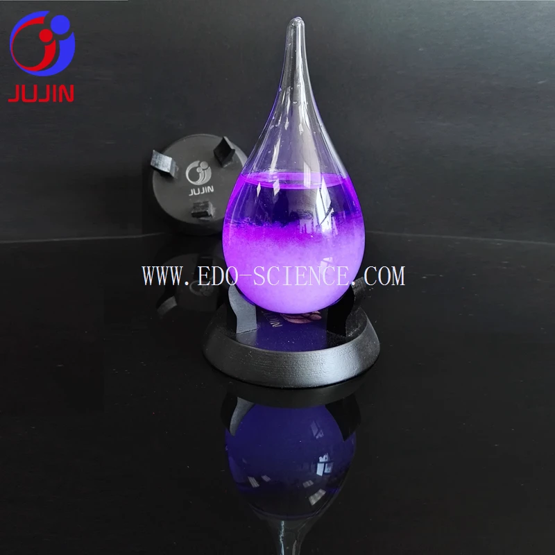 
OEM Logo Gift Admiral Fitzroy Storm Glass Teardrop Weather Forecast Bottle with Wooden Base 