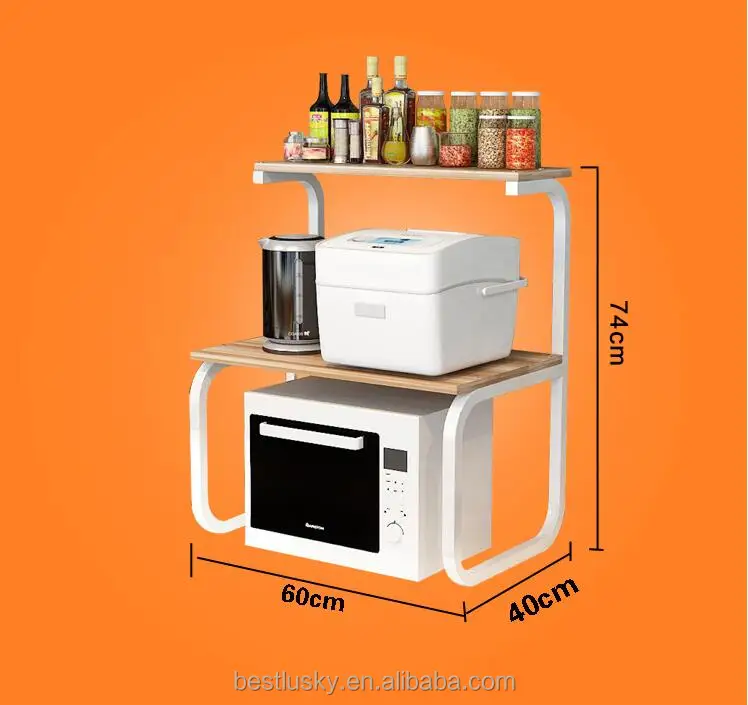 
Wooden kitchen shelf storage microwave storage shelf for metal microwave oven shelf 
