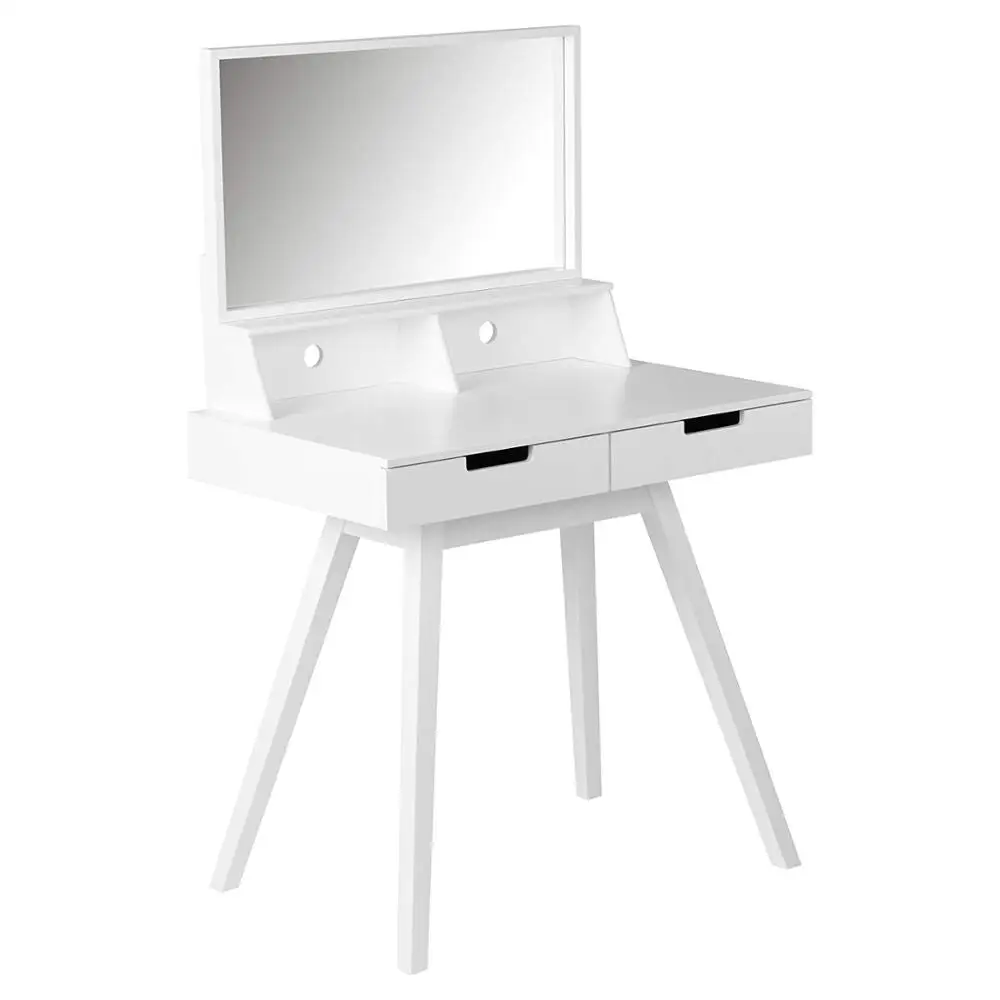 Белый современный туалетный столик и зеркало