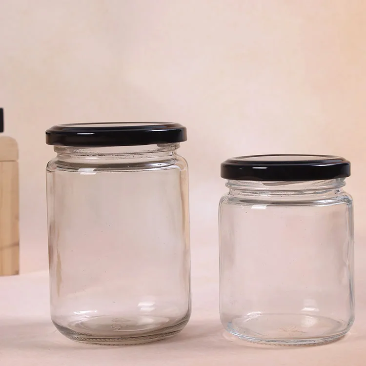 100ML 150Ml  195ML 240ML 350ML  500ML Round Glass Bottle Honey Glass Jar With Tin Plate Lid Food Jam Bottles