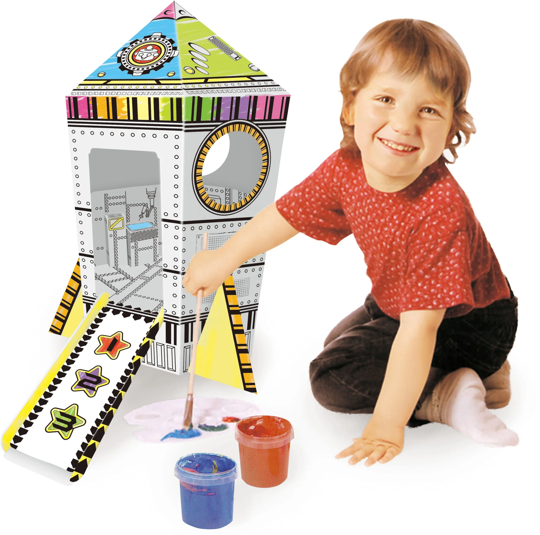 Креативный самодельный 3D Рисунок каракули картонная головоломка игрушки живопись ракета дом для ребенка