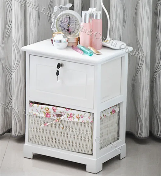 Antique Rattan Furniture Living Room Wood Storage Bathroom Cabinet