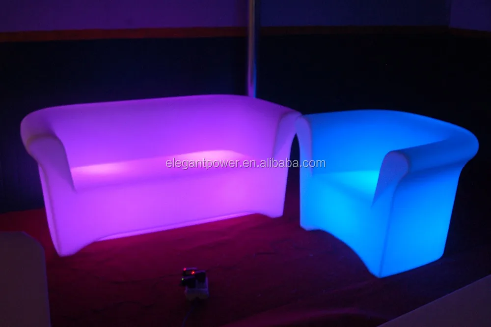 Promotional bar illuminated wholesale set outdoor club  lounge sectional plastic light up nightclub furniture glow led sofa