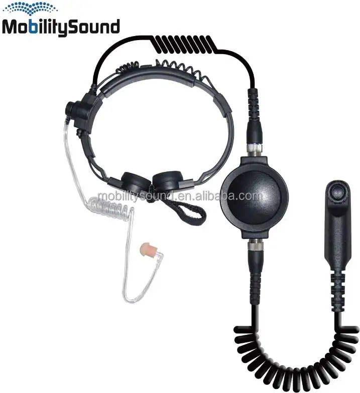 Two way radio walkie talkie police military heavy duty tactical throat vibration mic for Motorola Kenwood ICOM Hytera Vertex