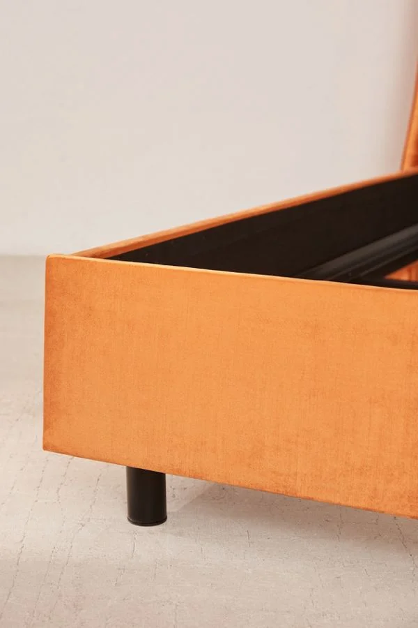 Living Room Furniture Charlotte Velvet Tufted Wingback Bed With Steel Legs