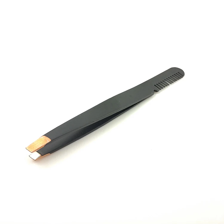 2023 wholesale custom logo professional cosmetic tweezers eyebrow clip with comb